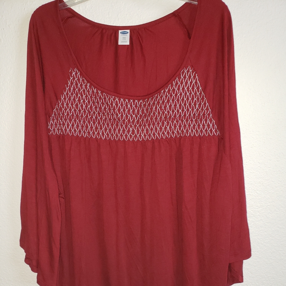 OLD NAVY MAROON SILVER  TOP 3/4 SLEEVED - Picture 5 of 5